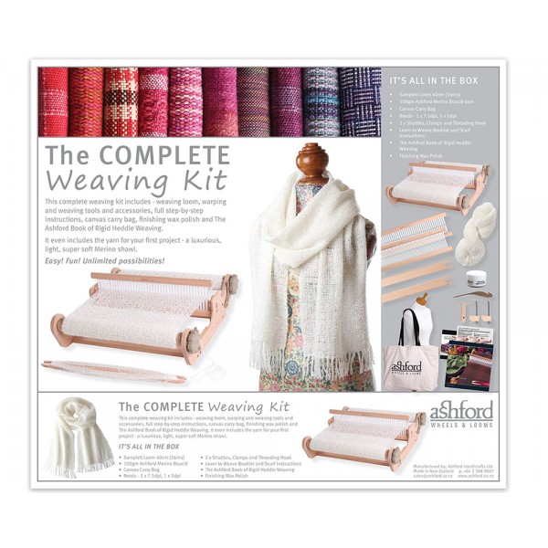 Ashford The Complete Weaving Kit - includes SampleIt Loom 40cm/16", boucle yarn, 2 reeds, carry bag, and more